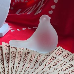 We just love birds paperweight frosted glass